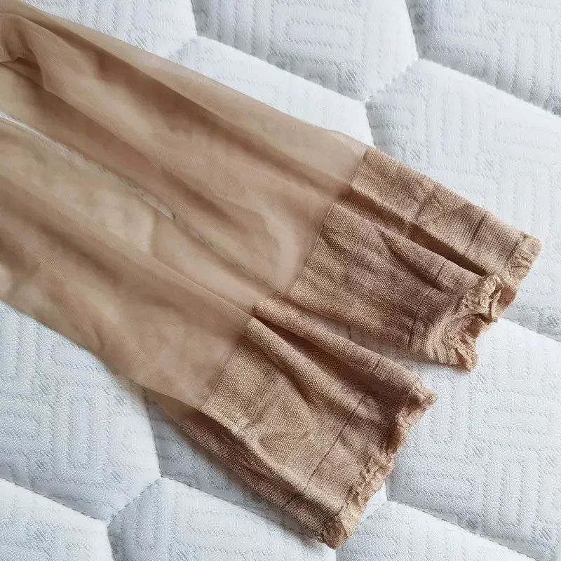 شريط مضلع مرن البقاء حتى الفخذ العليا جوارب 10D رقيقة جدا شفافة الملابس الداخلية النساء مثير المفتوحة تو الوسائط لأصابع اللمحة #4