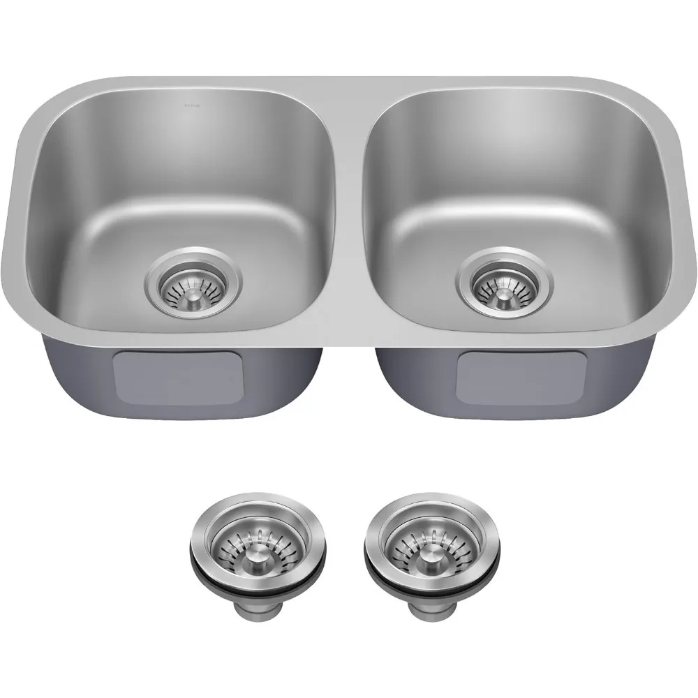 

Double Bowl 18-gauge Stainless Steel Kitchen Sink With Strainers (x2),Kitchen Sink