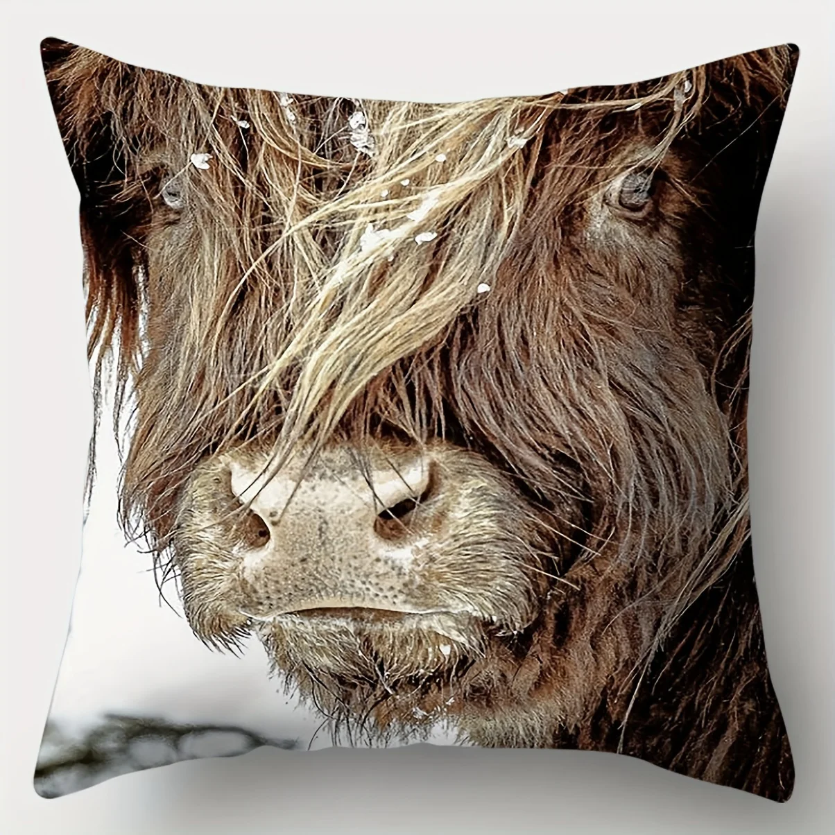 Country Farm Style Pillow Covers, Adorable Highland Cow & Calf Print Cushion Cases, Cozy Home Decor for Bedroom Living Room