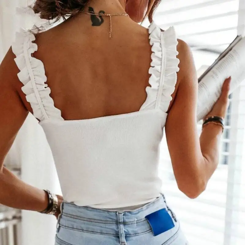 

Solid Color Camisole Metal Decorative Tube Top Single Shoulder Strap Vest Sexy Summer Hot Women S Clothing