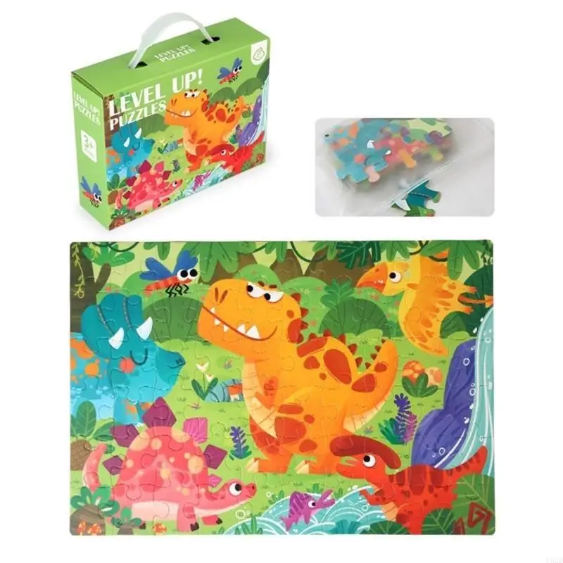 

F62D 60pcs Cartoon Puzzles Toy Children Educational Puzzles for Children Boys Girls