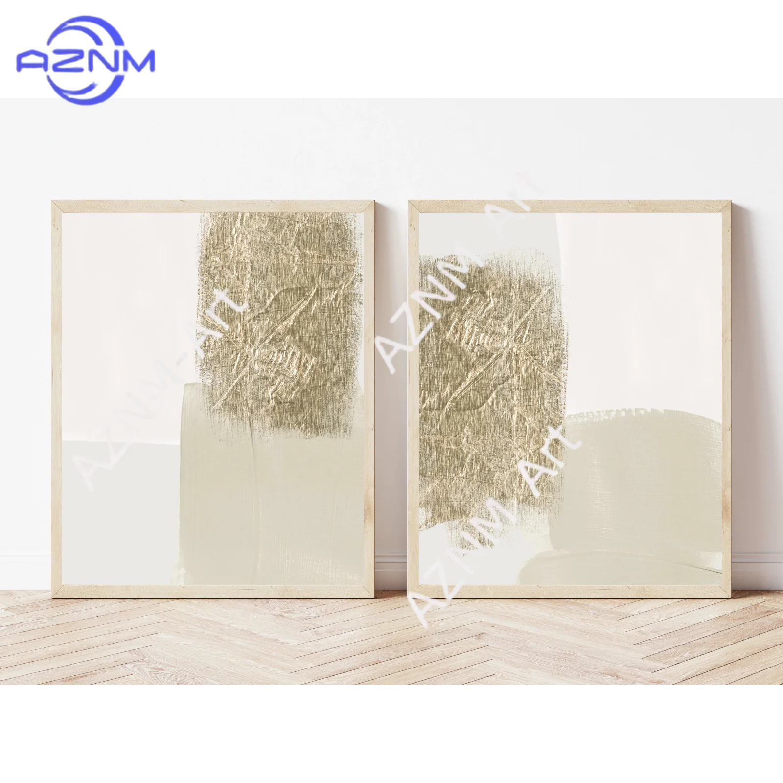 1/2Pcs Gold Wall Art · Neutral Art Print · Abstract Art · Modern Wall Art ·  Decor · Gold Foil Effect · Minimalist Wall Art