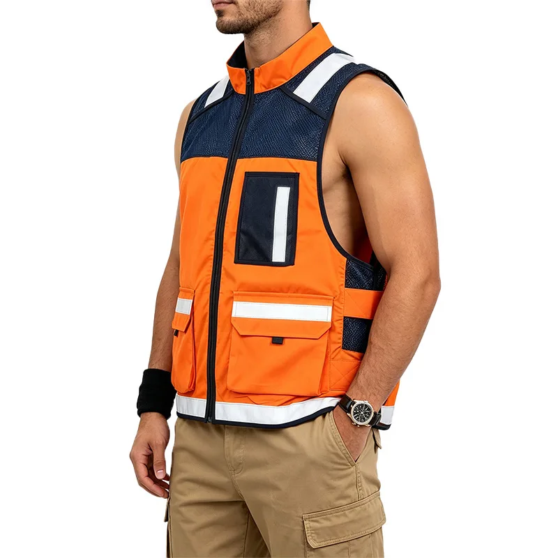 AYGHK Leadership Reflective Vest Vest Safety Suit Cycling Driving Traffic Construction Site Fluorescent Vest Clip image 5