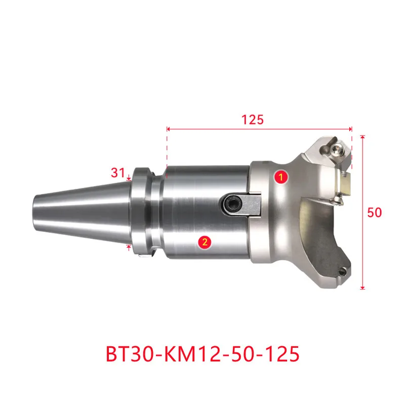 

Face end mill BT30-KM12-50-125 shoulder milling cutter Stainless steel body Tool holder set CNC Milling New