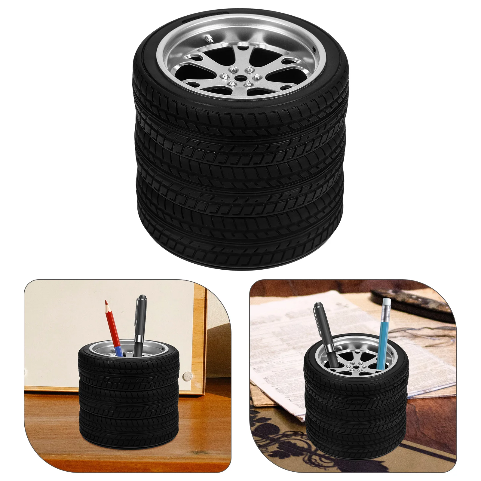 Stylish Simulation Tire Pen Holder Office Storage Desk ganizer PVC Material Safe Creative HomeDecorationPerfectGift