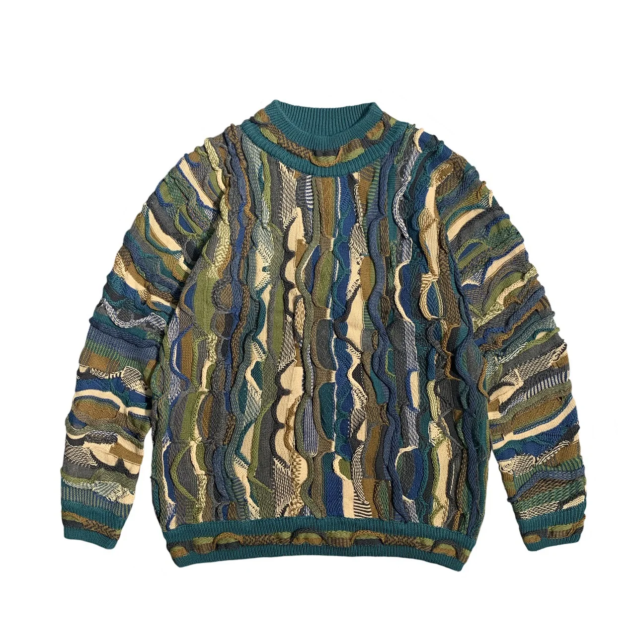 

Kapital Vintage Hirata Kazuhiro Bitter Melon Pattern Jacquard Three-dimensional Wave Retro Pullover Sweater for Men