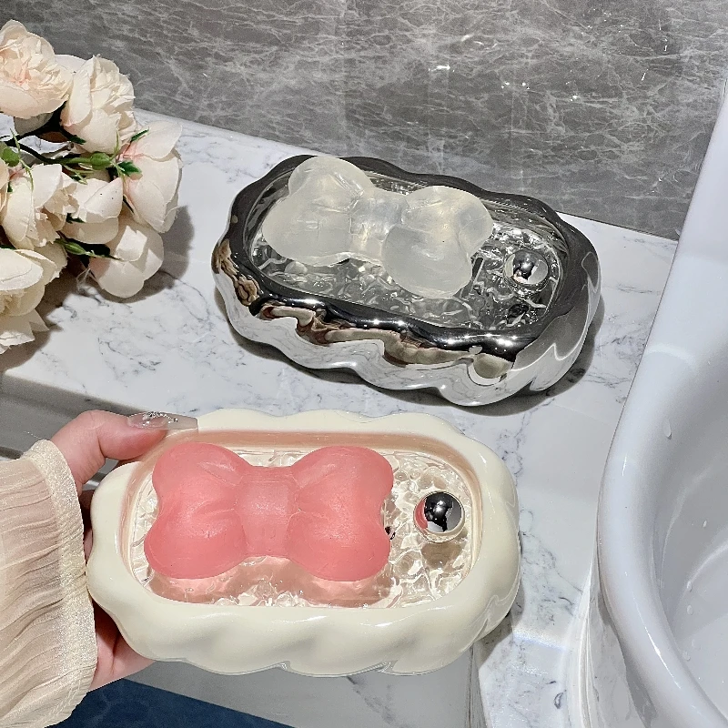 

1 шт., высокоэстетичная керамическая мыльница, держатель для мыльницы на столешнице для бытовой ванной комнаты, высококачественная креативная полка для хранения мыла