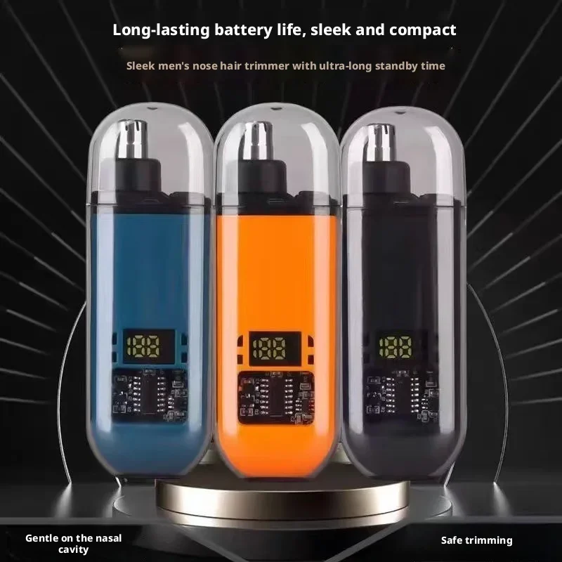 USB Rechargeable Nose & Ear Hair Trimmer for Men, Mini Portable Electric Groomer, Fast Charging, Low Noise, Compact, Waterproof