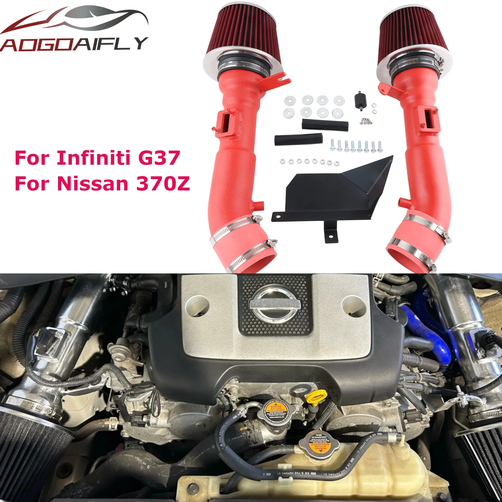 factory supply Dual Dry Filter Cold Air Intake Kit For Nissan 370Z Touring 2009-2016for Infiniti G37 Sport 2008-2013 3.7L