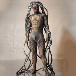 Halloween Costumes Party Drag Queen Wear Print Snake Cosplay Costumes Men Siamese Bodysuit Stage Festival Clothing DN12606