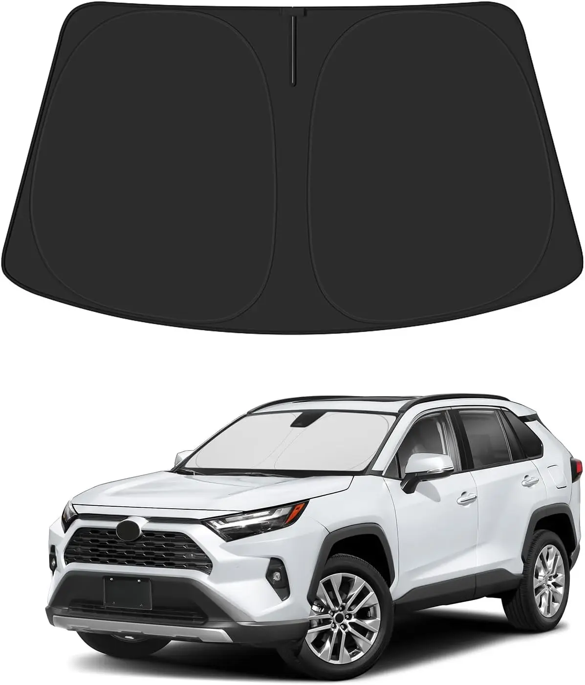 

Windshield Sun Shade For Toyota RAV4 2019-2026 Foldable Car PET Sunshade Keeps The Car Cool Inside(Include Hybrid Prime PHEV)