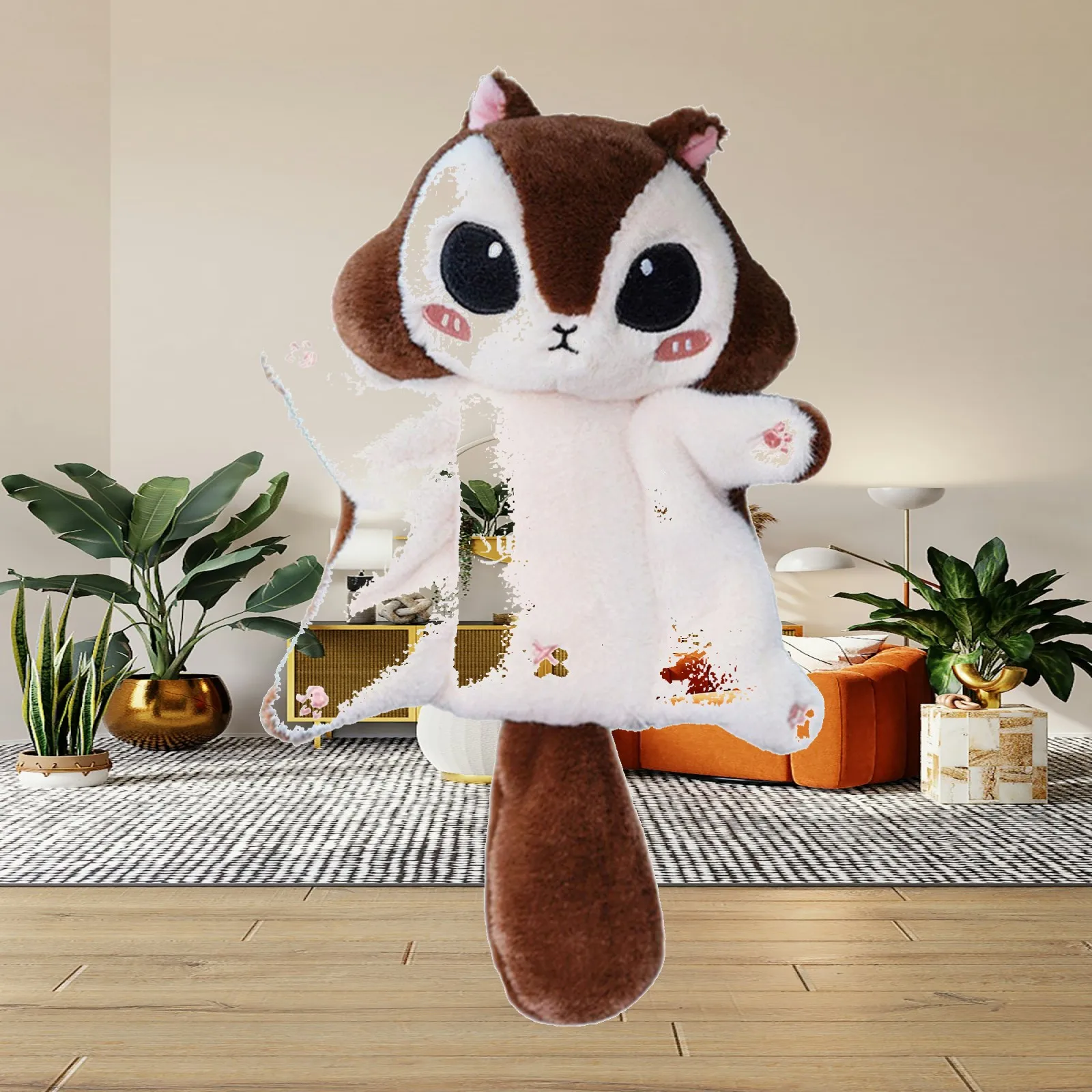 Flying Squirrel Plush Keychain Cute Animal Pendant Bag Accessory Key Holder for Handbag Backpack Decor