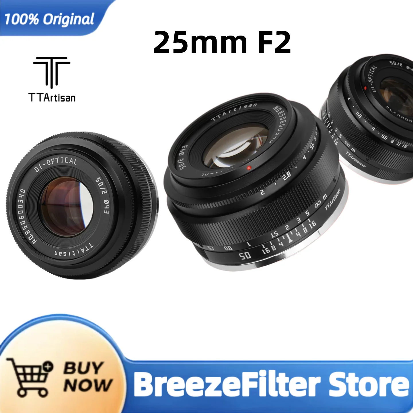 Lente de Cámara TTArtisan 25mm F2 APS-C MF para Fotografía de Retratos, Compatible con Sony A6000 A7RIII Fuji XT30 XT-100 Nikon ZFC Canon R M M43