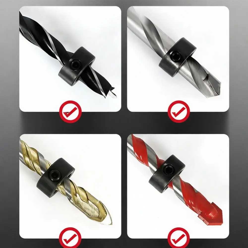 Drill Bit Positioning Stopper Ring Adjustable Woodworking Depth Limiter Metal Clamp Hardware Tool For Precise Hole Drilling