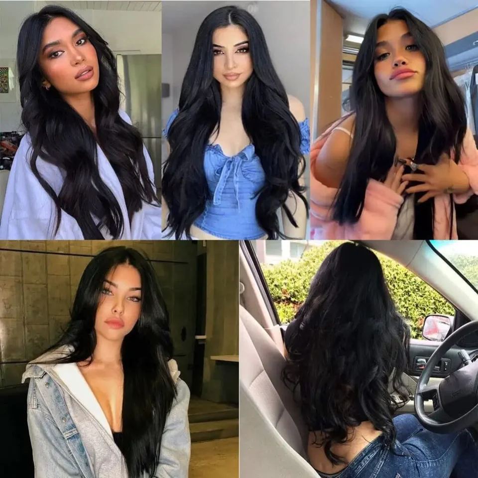Extensión de cabello humano con clip, 120 g, 8 piezas, virgen, negro natural 6