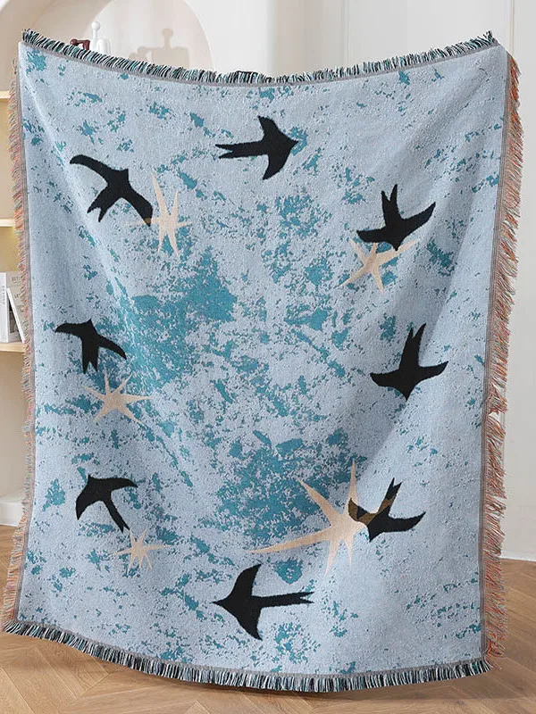 

Новый китайский вязаный хлопковый гобелен для декора стен, многофункциональное одеяло прямоугольной формы