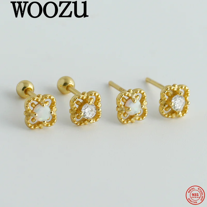

WOOZU стерлингового серебра 925 пробы, изысканные элегантные кружевные круглые серьги с цирконом для женщин, вечерние, свадебные, роскошные очаровательные ювелирные изделия с темпераментом