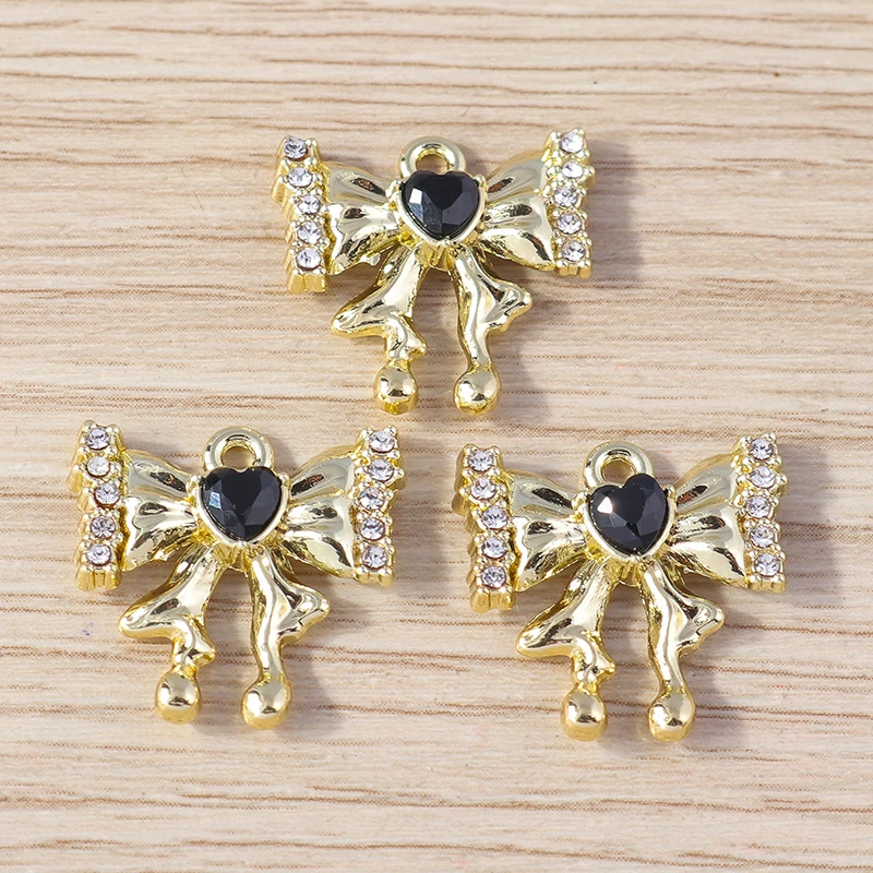 Tusember 4 Stück Metall-Bogenanhänger mit Schleife für die Schmuckherstellung, Ohrringe, Halsketten, Armbänder, Zubehör, DIY-Bastelbedarf – Detail 4