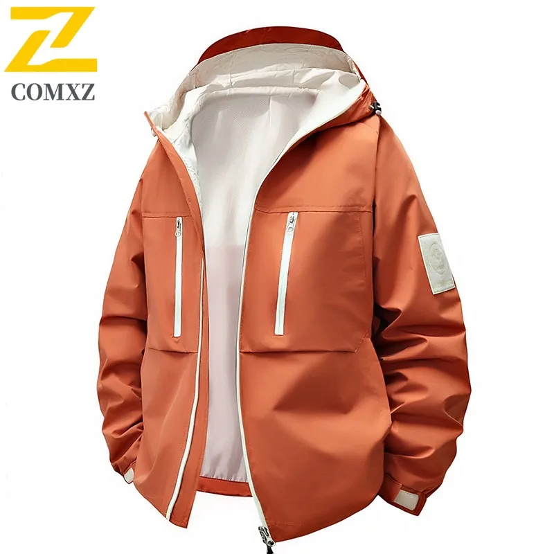 سترة واقية للرجال من COMXZ قابلة للتنفس فضفاضة للتخييم Athflow متعددة الاستخدامات سترات سفر مقاومة للاهتراء 2025 معطف مشي رياضي #2