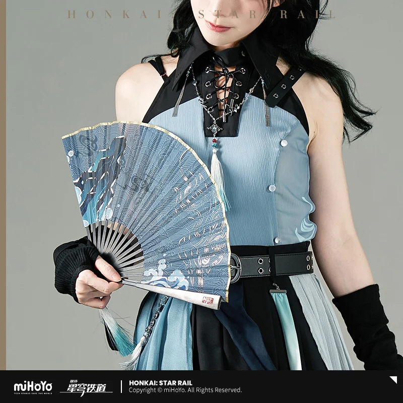 [Official]miHoYo Game Honkai Star Rail Feixiao Folding Fan Genuine  Cosplay Costume Bamboo Fan Ornament Doujin Gifts