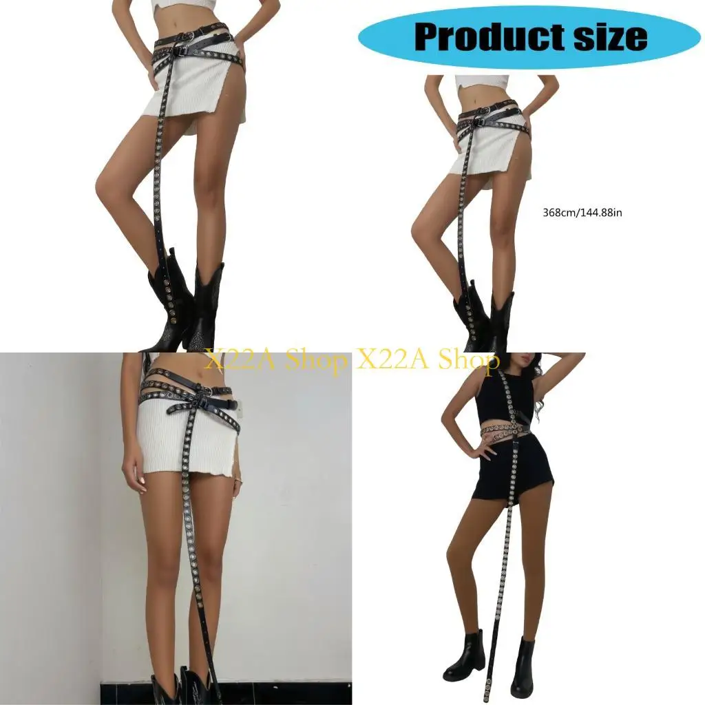 

Уникальный стильный тонкий пояс с несколькими петлями, 12-футовый ультра длинный пояс из искусственной кожи