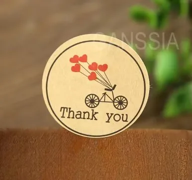 100pcs/lot Holiday Bicycle Design with red peach Heart Sticker Gift Seal Stickers for Homemade Bakery gift Packaging (SS-1148)
