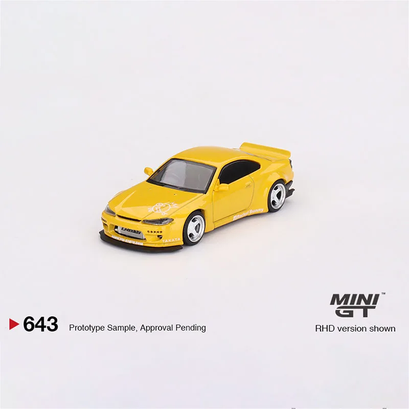 MINI GT 1/64 #643 Nissan Silvia (S15) Rocket Bunny Bronze Yellow Die-cast Alloy Car Model Collection Display Gift