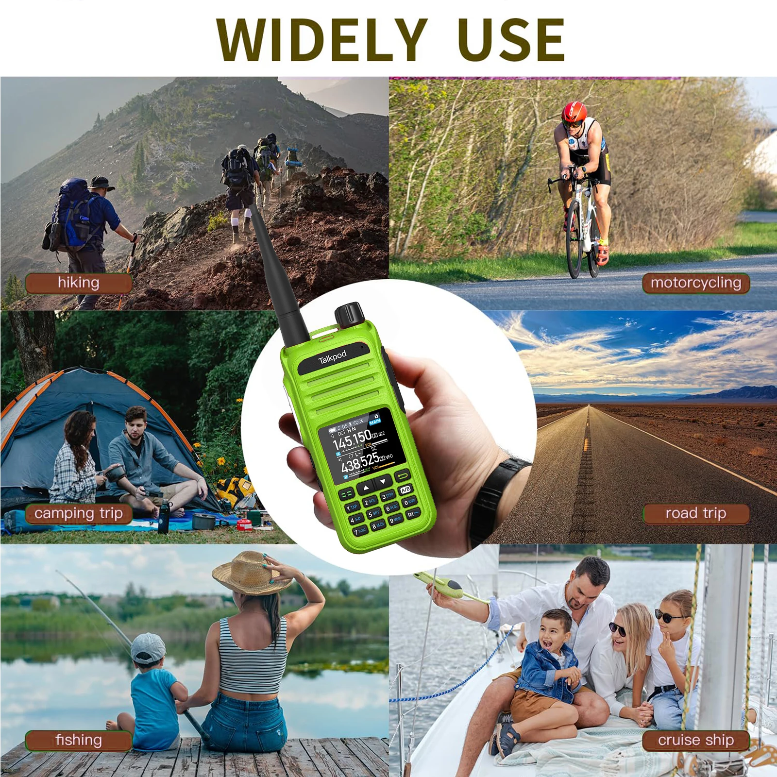 Green A36plus Transceivers UHF/VHF/AM/FM Multi-Band Portable Multi-Function with Color Display Type-C Waterproof Two Way Radio