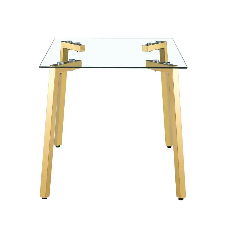 Transparent Glass Dining Table, 130x80x8mm, Gold Legs, Modern Design