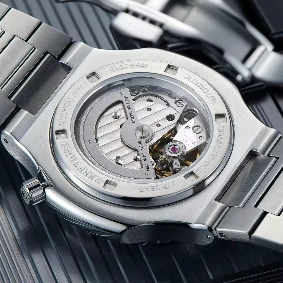 Reef Tiger Men Automatic Watch 44mm Square Mechanical Wristwatch Sapphire Luminous Multi-dial Date 24 Hours