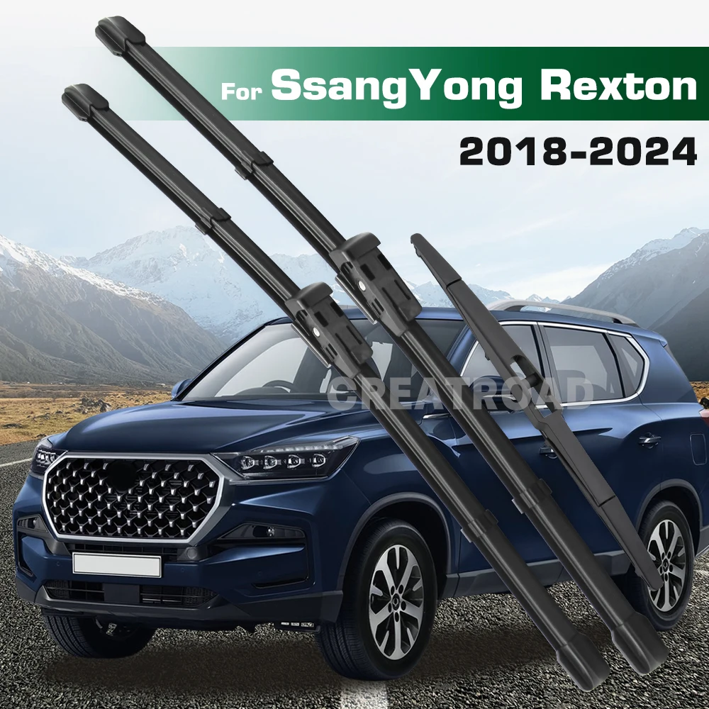 GREATROAD limpiaparabrisas LHD y RHD juego de limpiaparabrisas delantero y trasero para SsangYong Rexton Y400 Y450 Y461 2018 - 2024 parabrisas viento
