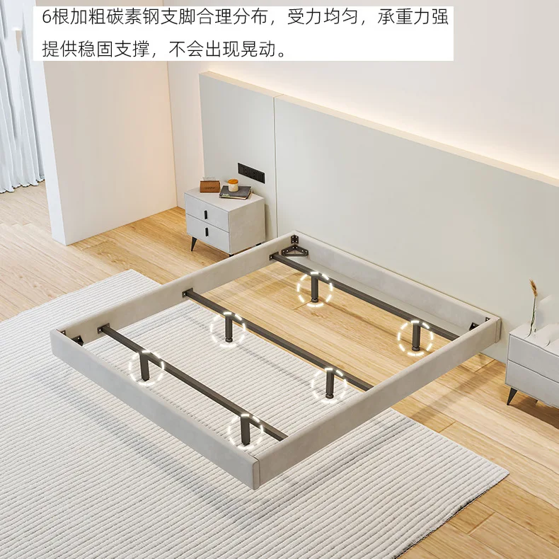 Скандинавский, простой, главная спальня, подвесная кровать, двуспальная, светлая роскошь, современный, бархат