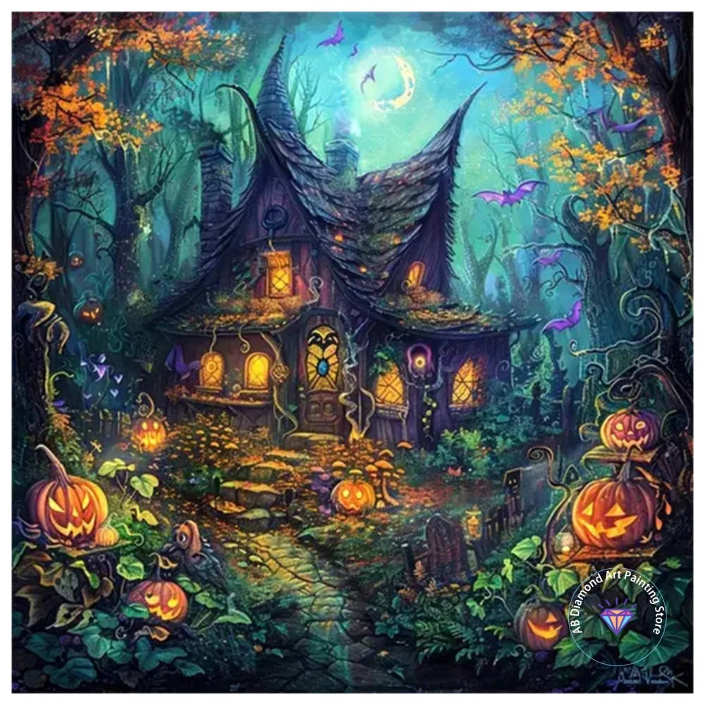 

Magic House AB Diamond Painting Kit Square Round Diamond 5D DIY Mosaic Cross Embroidery Handmade Art Halloween Gift Home Decor