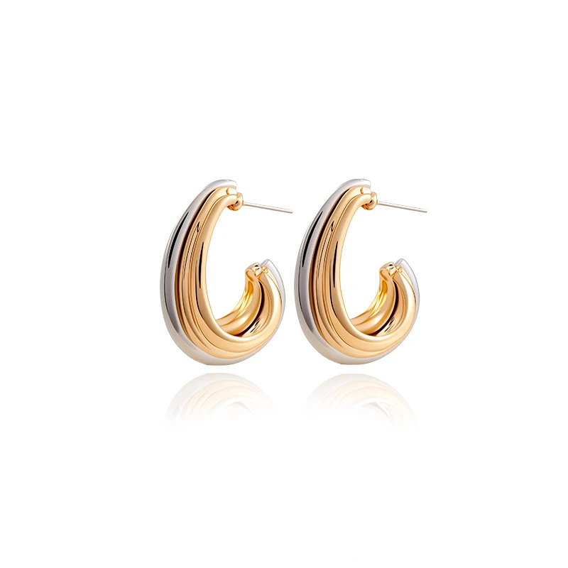 

LESHORE 2025 new C-shaped earrings made of zinc alloy material fashionable and simple temperament earrings free shipping