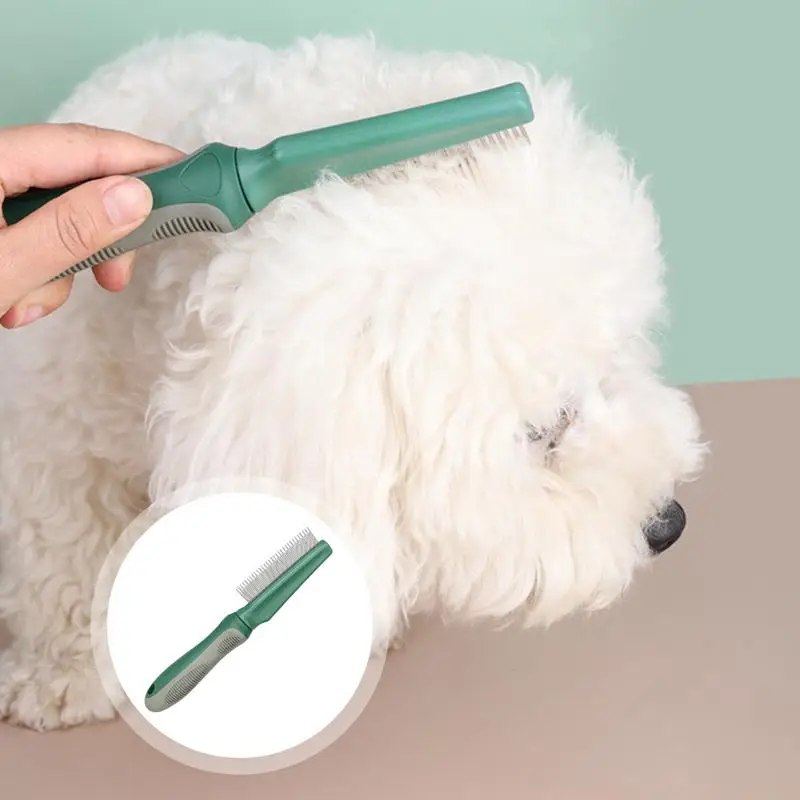 Peine para desenredar pelo de perro, accesorio para desenredar pelo, herramienta para mascotas con dientes de acero inoxidable para aseo