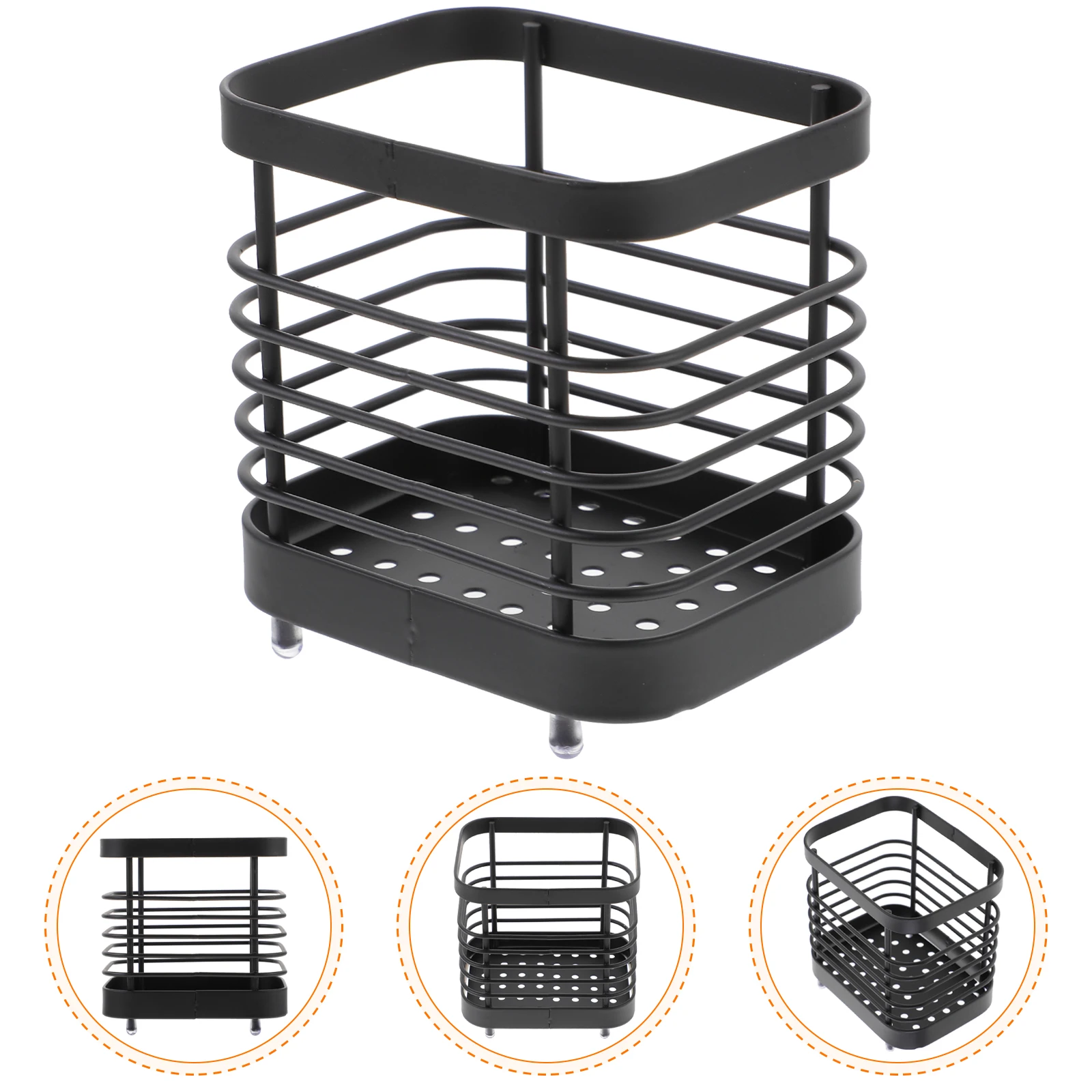 

Cutlery Holder Chopstick Stainless Steel Tool Kitchen Utensil Stand Rest Black Draining Spoon for Counter