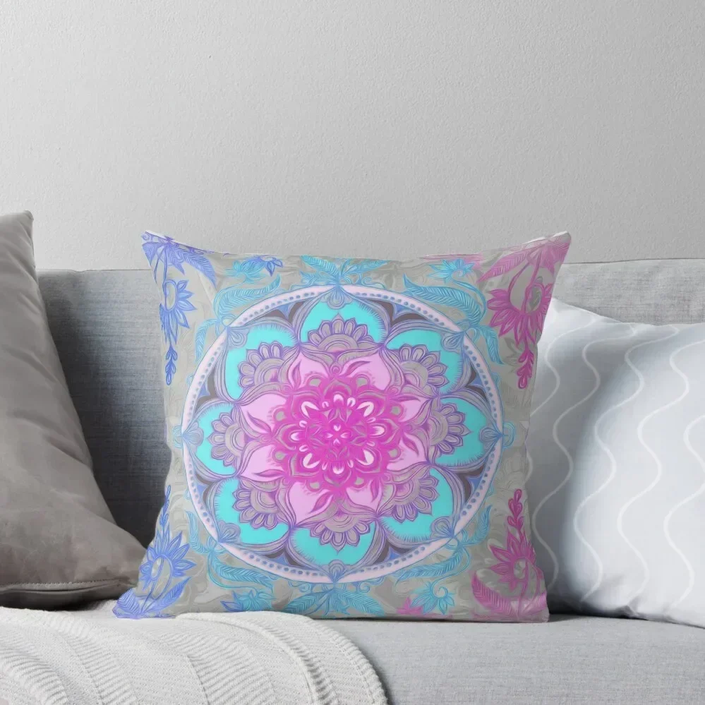 

Pink, Purple and Turquoise Super Boho Medallions Throw Pillow Decorative Sofa Cushion Rectangular Cushion Cover pillow