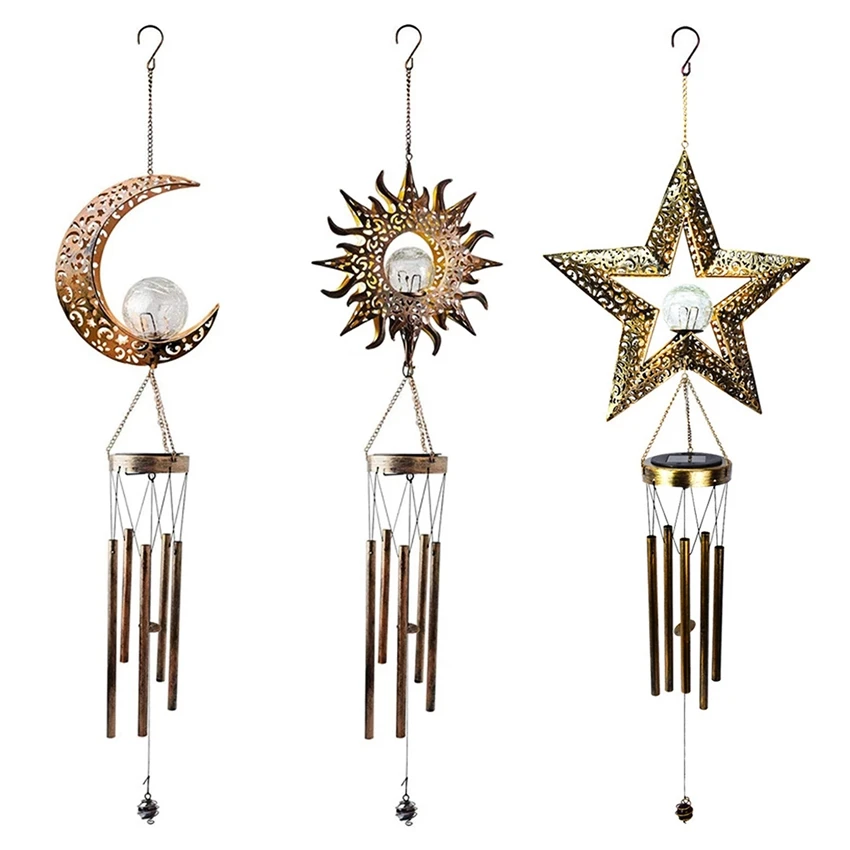 

Garden Decoration Moon sun turtle angel solar wind chime lights outdoor memorial wind chime Lamp