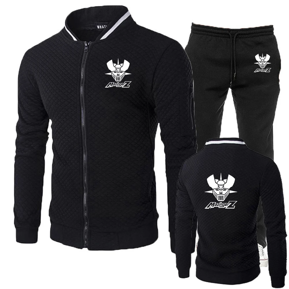 2025 Mazinger Z Anime New Men's Stand-up Collar Slim-fit Sets Sportswear Trousers Casual Harajuku Two-piece Suit