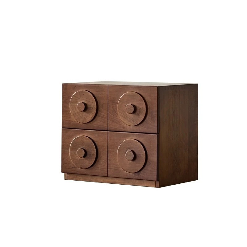 

French cherry wood simple antique storage bedside table side table combination TV cabinet black walnut chest cabinet