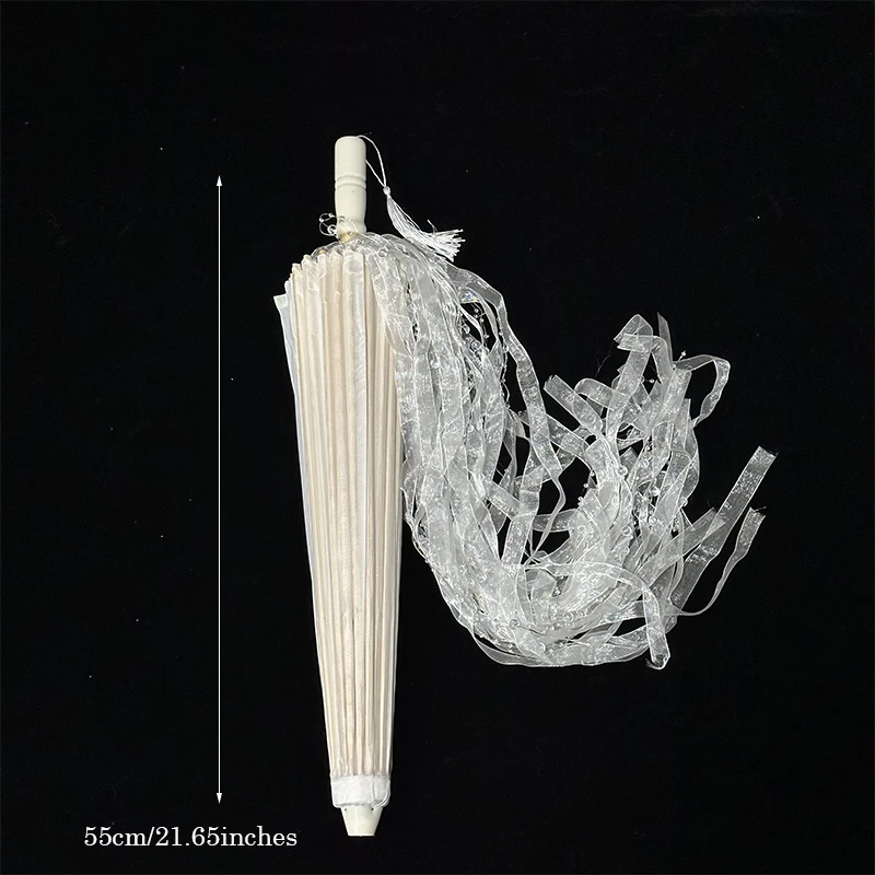 Gorgeous Chinese Light Emitting Diode Fabric Craft Umbrella with Tassel Luminous Handheld Umbrella Fairy Hanfu Photography Props