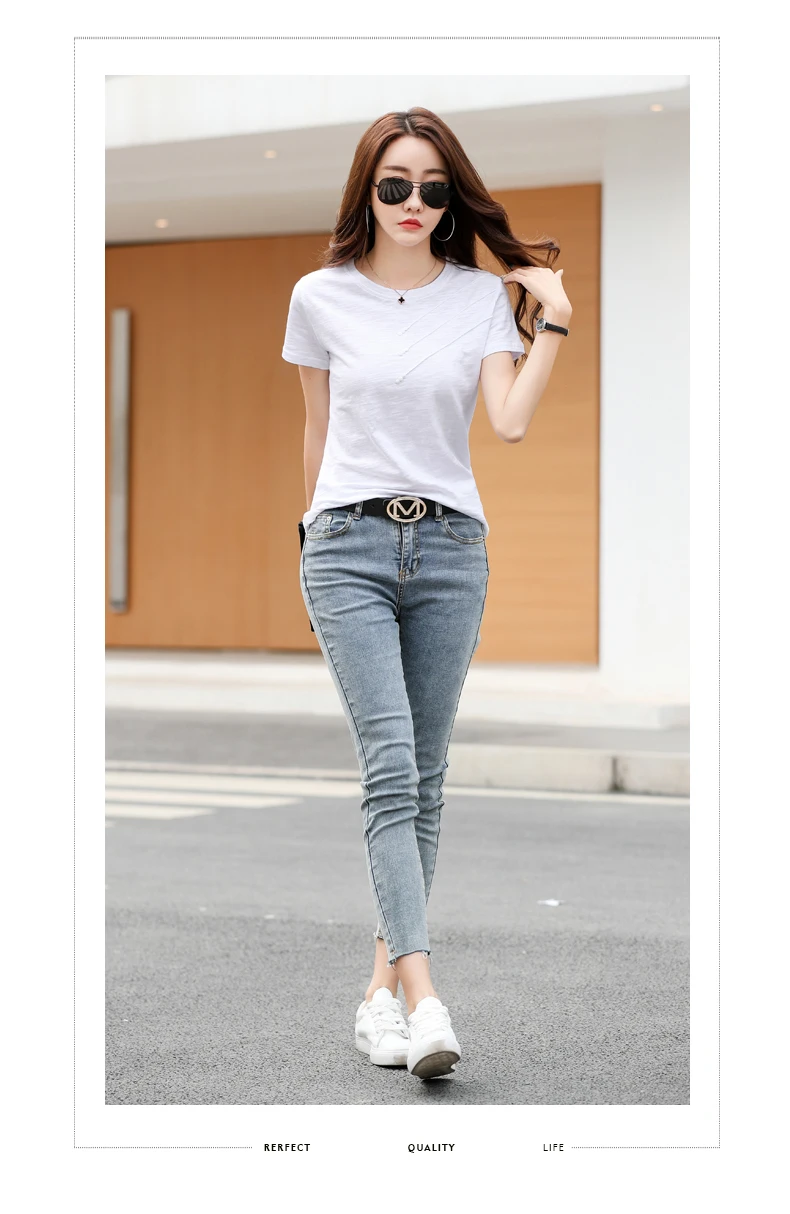 AOSSVIAO 2026 Summer Solid Color Women's T-Shirts Slub Cotton O-Neck Short Sleeve T-Shirt Loose Casual Simple Button Basic Top