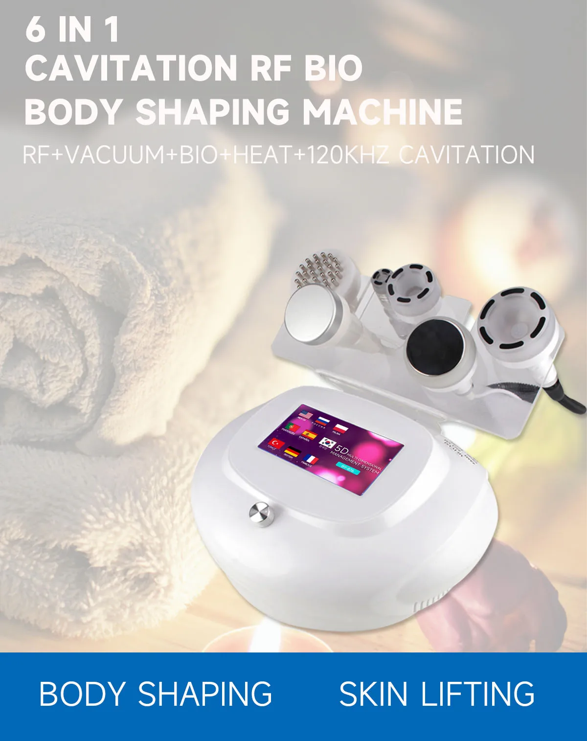 NEWGAGA 6 In 1 120K Cavitation Machine Vacuum Body Sculpting Facial Fat Cellulite vibration Massage Skin Lifting Beauty Device