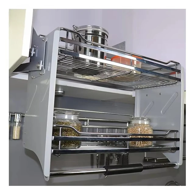 New product design Stainless steel cabinet drop-down shelf basket Kitchen lift-down basket
