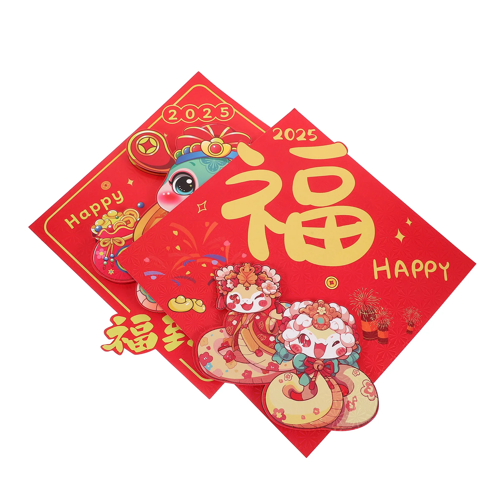 2 قطعة ثلاثية الأبعاد الكرتون فو شخصية الشارات مهرجان الربيع 2025 سنة الأفعى السنة الصينية الجديدة جدار نافذة زينة الحفلات