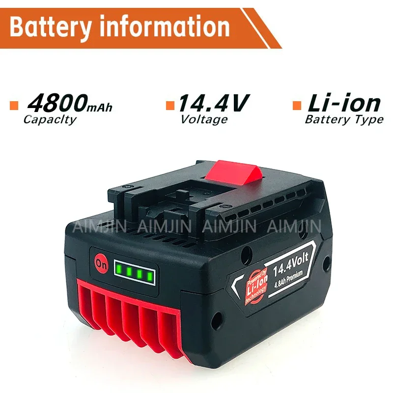 

New 14.4V 4800mAh Power tool Replace battery Cell Pack For BOSCH 4-2-LI BAT607 BAT614G GSR14.4 V-LIN 26614-01 17614-01