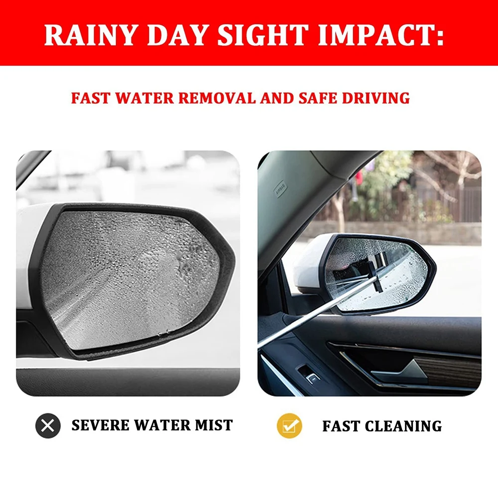 Classy-Car Retractable Rearview Mirror Wiper Adjustable Car Rearview Door Mirror Brush Mirror Wiper With Layered Brush Head