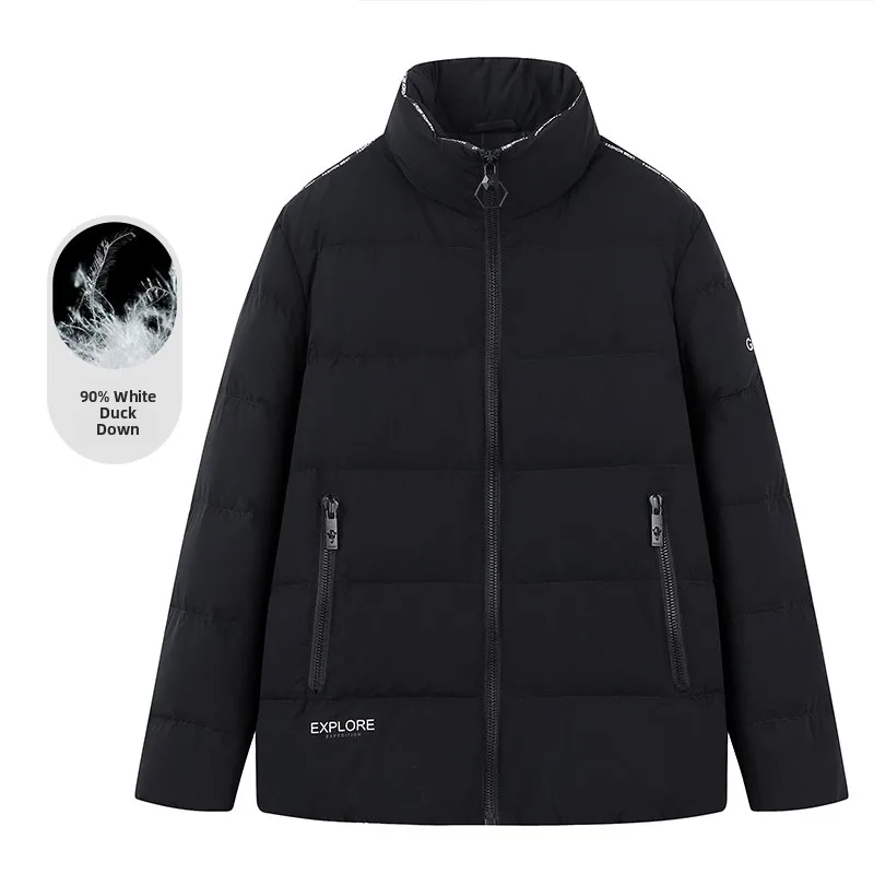 

Men's Casual Faionable American Sle ort down Jaet Stand Collar 2023 Winter Warm Youth Outerwear Regular Fit