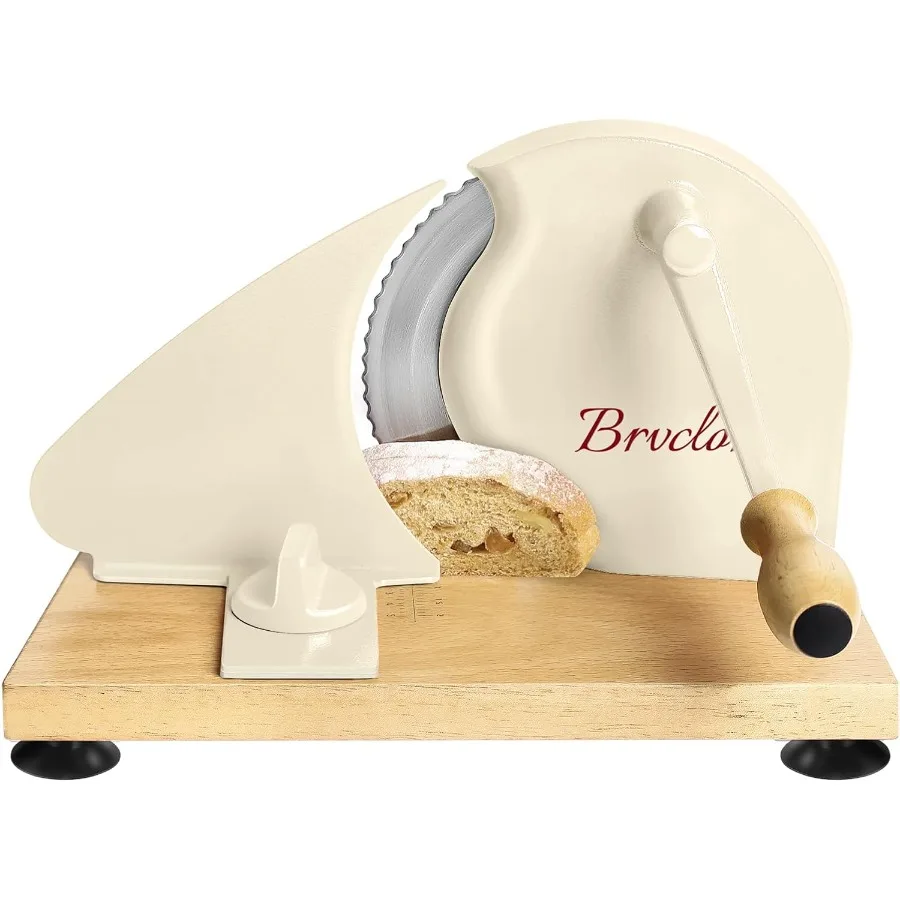 

Manual Bread Slicer for Homemade Sourdough Bread with Adjustable Thickness Setting and Even Slicing Performance Hand Crank Desi