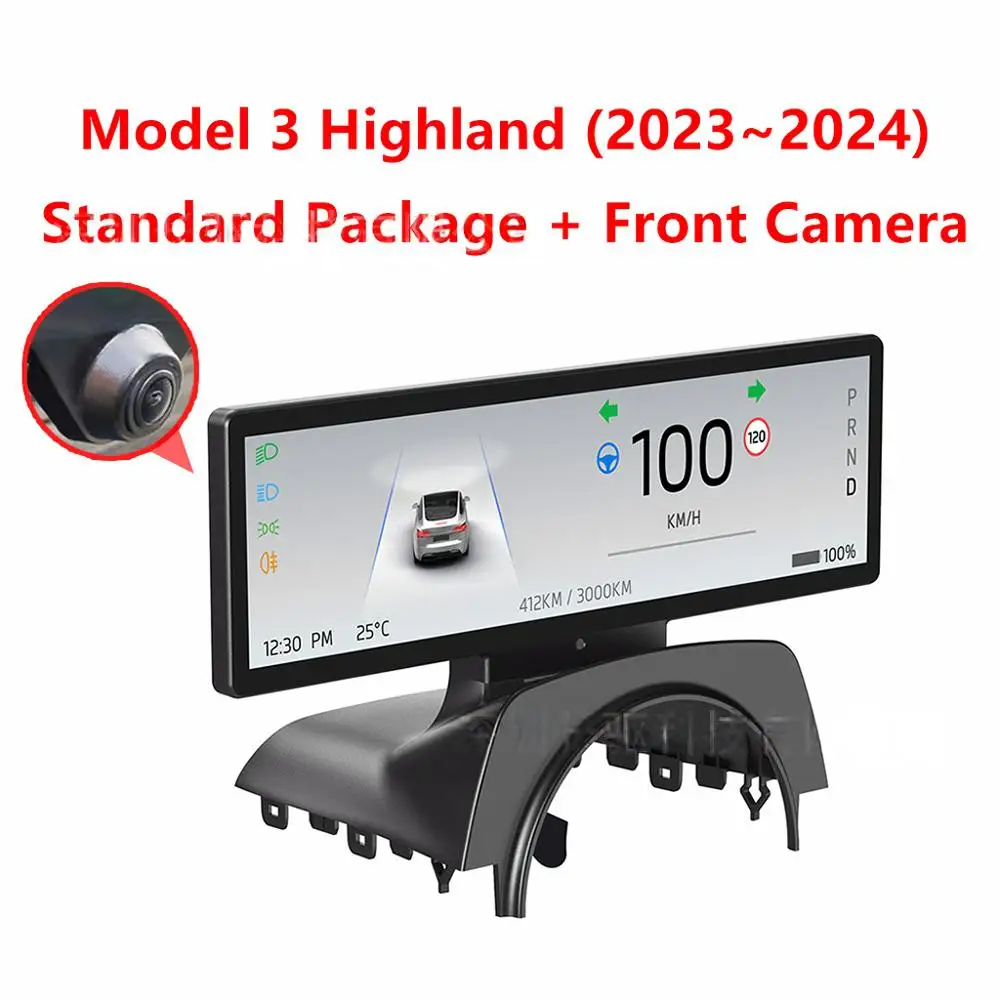 Custom non-destructive installation lcd front display carplay speedometer head up display for model 3